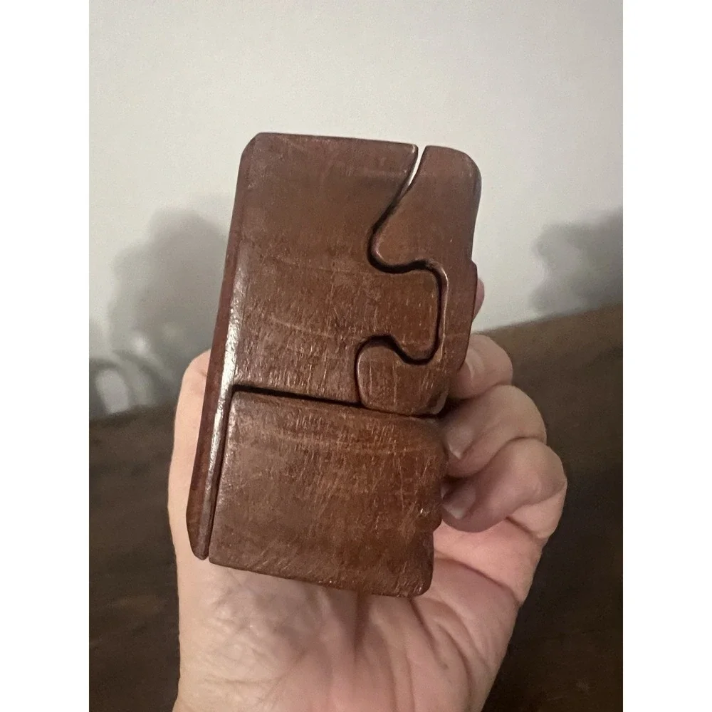 Hand Carved Wooden Puzzle Box Quetzal Bird on Pyramid | Secret Stash Trinket Box